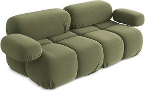 Divano componibile verde chiaro con rivestimento in velluto 190 cm Lokua – Makamii