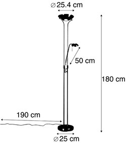 Lampada da terra dorata con lampada da lettura inclusa LED e dimmer - Diva 2