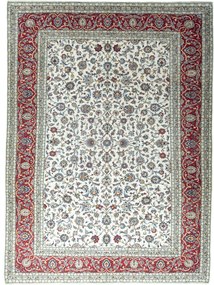 Kashan Tappeto 400x290 Beige (Iran) Annodato A Mano