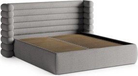 Letto matrimoniale imbottito grigio con contenitore con rete inclusa 200x200 cm Mount – Micadoni