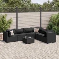 Set Salotto da Giardino con Cuscini 7pz Nero Polyrattan 3308147