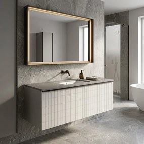 Mobile da bagno sospeso sotto lavabo Pixel grid 1 cassetto L 120 x H 40 x P 45.5 cm grigio pastello laccato opaco, con maniglia nero opaco