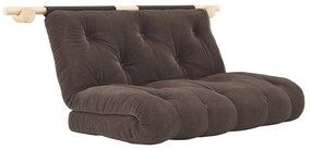 Divano marrone scuro allungabile con rivestimento in velluto a coste 135 cm Hooked – Karup Design