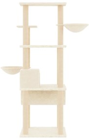 Albero per gatti con tiragraffi in sisal crema 141 cm