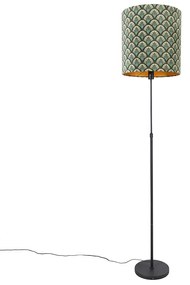 Lampada da terra con paralume nero design pavone 40 cm regolabile - Parte