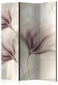 Paravento Mattina luminosa - fiori astratti con dettagli viola chiaro