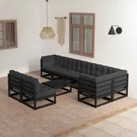 Set Divani da Giardino 9 pz con Cuscini Legno Massello di Pino 3076673