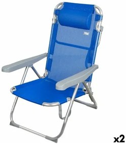 Sedia da Spiaggia Aktive Pieghevole Azzurro 48 x 90 x 60 cm (2 Unità)