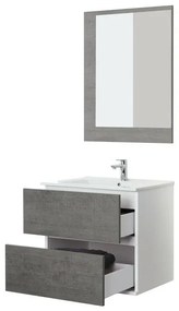 Mobile Bagno Feridras Cemento L.60xP.47xH.57 con Lavabo e Specchio