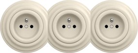 Kliklap - Presa tripla domestica in stile retrò con cornice 230 V beige