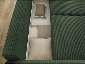 Divano in verde scuro allungabile con rivestimento in velluto a coste 257 cm Lucien – Bobochic Paris