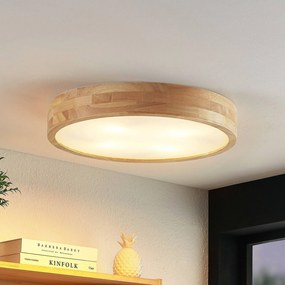 Plafoniera soffitto Tanju Lindby, dimmerabile, Legno chiaro, Soggiorno / Sala da pranzo, Legno, Campagna / Rustiche, Plafoniera