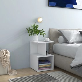 Comodini 2 Pz Bianchi 35x35x55 Cm İn Legno Multistrato /