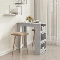 Tavolino da Bar con Portaoggetti Grigio Cemento 102x50x103,5 cm 809471