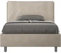 Letto una piazza e mezza rivestito in Microfibra con cuscini xl - ANTEA LARGE Dimensione Rete: 120x190, Colore: Sabbia, Tipologia Letto: Con Rete