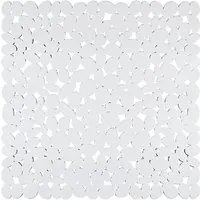 Tappeto antiscivolo per doccia modello sassolini in PVC bianco cm 52x52