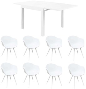 JERRI - set tavolo in alluminio cm 90/180 x 90 x 75 h con 8 Poltrone Dynamo