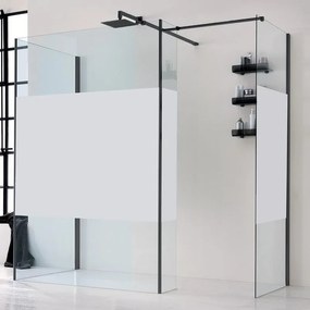 Box doccia walk-in Wens, vetro serigrafato 6 mm, H 200 cm, profilo nero