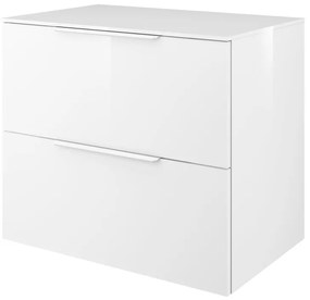 Mobile da bagno sotto lavabo Neo bianco laccato lucido L 75 x H 65 x P 48 cm 2 cassetti, lavabo non incluso