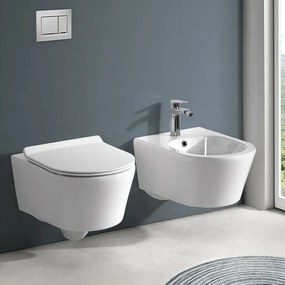 Wc sospeso bianco design tondo in ceramica con scarico Rimless Ukra