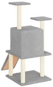Albero per gatti con tiragraffi in sisal grigio chiaro 110 cm