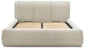 Letto matrimoniale imbottito beige con contenitore con griglia 160x200 cm Vernon - Bobochic Paris