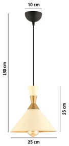 Lampadario a sospensione con cavo MONZA 1xE27/40W/230V Ø 25 cm crema/oro
