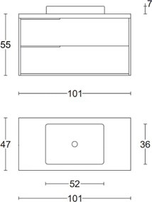 Mobile bagno sospeso 100 cm ISIDE Grigio e Ruggine Opaco con lavabo in ceramica