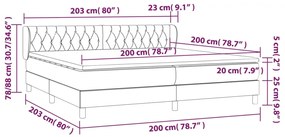 Giroletto a Molle con Materasso Grigio Chiaro 200x200cm Tessuto