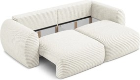 Divano beige allungabile/con contenitore con rivestimento in velluto a coste 266 cm Kini – Makamii