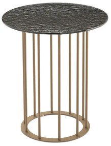 Tavolino tondo D45 cm con base in metallo Beige e piano in vetro martellato Fumč MUTE