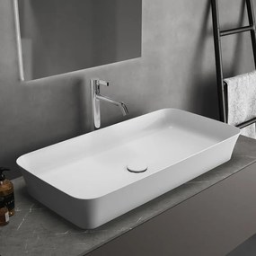 Lavabo da appoggio rettangolare in ceramica L 80 x H 12 x P 40 cm bianco