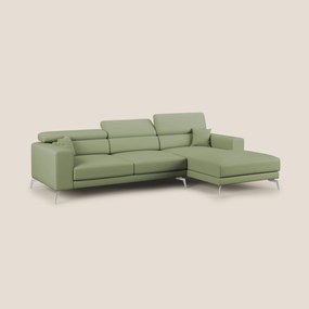 Blade Divano moderno angolare con poggiatesta reclinabili in Ecopelle T04 verde