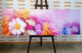 Quadro su tela – Dipinto a olio di fiori variopinti