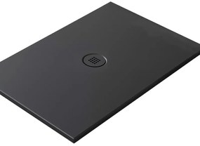 Piatto doccia in ceramica extra slim nero L 100 x L 80 cm opaco
