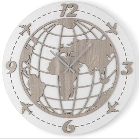 Orologio tondo da parete D30 cm WORLD moderno in legno laminato BRC