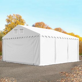 TOOLPORT 5x6 m tenda capannone, altezza 2,6m, PVC 800, telaio perimetrale, bianco, con statica (sottofondo in terra) - (57688)