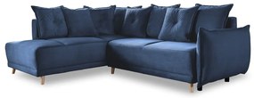 Divano letto angolare in velluto a coste blu scuro (angolo sinistro) Lazy Lukka - Miuform