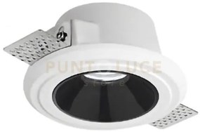 Gfa643- faretto da incasso d.7,7-12cm in gesso nero lucido 1 luce a...