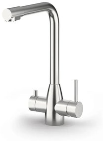 Rubinetto da cucina fisso a l QX 3 vie angolare acciaio inox argento spazzolato opaco CULLIGAN