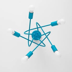 Lampadario a plafone per bambini OXFORD 5xE27/15W/230V blu