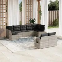 Set Divano da Giardino 9pz con Cuscini Grigio Chiaro Polyrattan 3220621