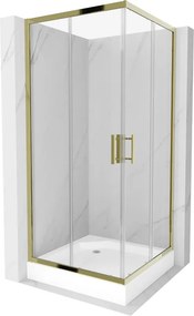 Mexen Rio cabina doccia quadrata 90 x 90 cm, trasparente, oro + piatto Rio, bianco - 860-090-090-50-00-4510