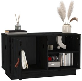 Mobile porta tv nero 70x34x40 cm in legno massello di pino
