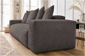 Divano grigio/marrone con rivestimento in velluto a coste 280 cm Voltaire – Bobochic Paris