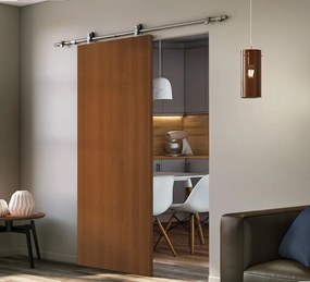 Porta scorrevole reversibile Schubert in mdf marrone, L 93 x H 212 cm, con binario Toledo