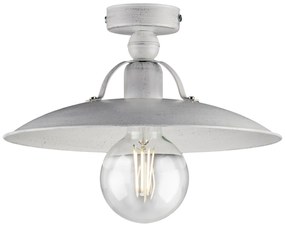 Plafoniera Cantina Stile Industrial 1 Luce Ferro Bianco E Argento