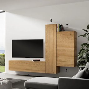 Parete composizione A112 L.254 H.174 P.39,5 Quercia