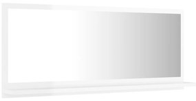 Specchio da bagno bianco lucido 90x10,5x37 cm in truciolato