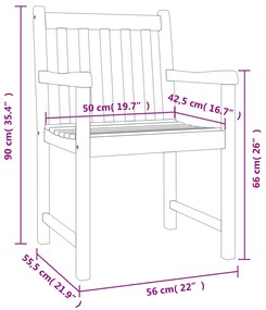 Sedie da Giardino 4 pz 56x55,5x90 cm Legno Massello di Acacia